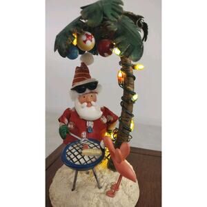 Vintage Dept. 56 Fabrique Bbq Santa Palm Lights Battery Operated 7.5” Tall